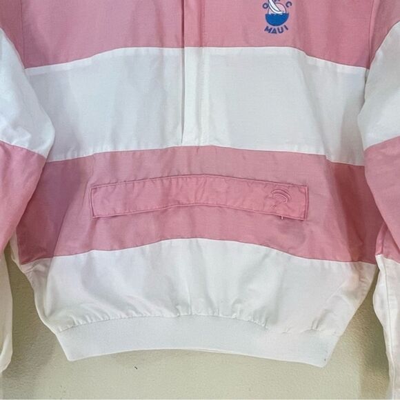 VTG Jammin Y2K Large Maui Logo Windbreaker Striped Pullover Retro Preppy Jacket - Picture 6 of 11